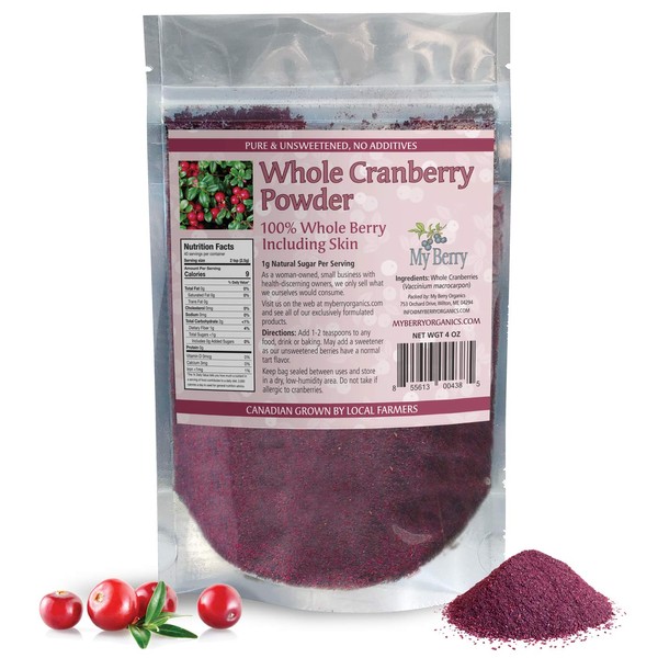 Cranberry Powder, Unsweetened, Not Imported From Overseas, Grown In North America, 4oz, Pure & Simple, 1g Natural Sugar Per Serving, Woman-Owned, Small Business