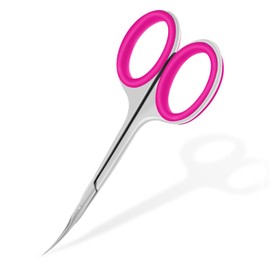 CGBE Cuticle Scissors Extra Fine Curved Blade, Eyebrow Scissors, Super Handle Rubber Ring for Cuticle Care, Precision Tip Peeling Blades, Eyebrows, Eyelashes, Cuticle Scissors- Rose