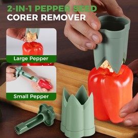3 Pack Pepper Seed Corer Remover, 2026 Upgraded 2 in 1 Bell Pepper Green Peppers Cutter, Jalapeno Corer Tool, Fruit Vegetable Corers for Efficient Meal Prep, Home, Kitchen Gadgets