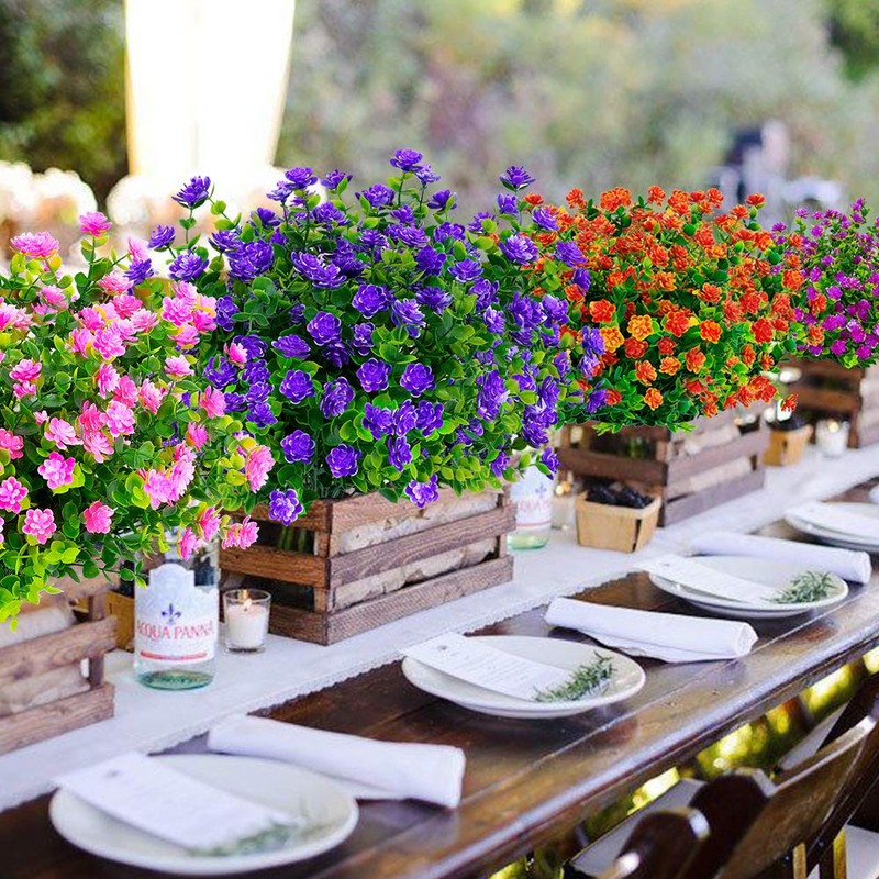 TEMCHY Artificial Flowers, Fake Outdoor UV Resistant Boxwood Shrubs Faux