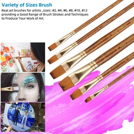 Silithus Brush Set 6 Pieces Professional Fine Tip Brush Set Round Tip Nylon Hair Artist Acrylic Brush for Acrylic Watercolor Oil Painting Level