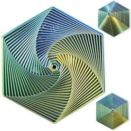 Echehi Gradient Fractal Fidget Hexagons for Kids Adults, 3D Spiral Visual Design Relieve Anxiety, Release Rtress Toys. Gradient Green