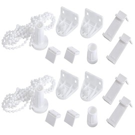 GisWell Set of 2 Brackets for Roller Blind, 17 mm Roller Blind Bracket, Window Bracket, No Drilling Required, with Roller Chain, Roller Blind Fittings, Replacement Parts for Blackout Roller Blind,