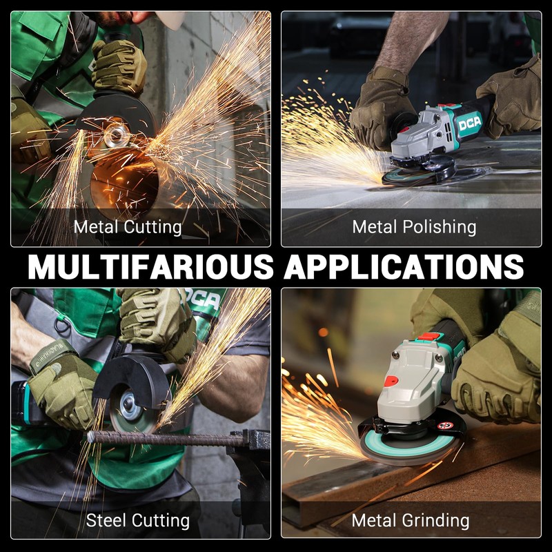 DCA Cordless Angle Grinder 20V 4-1/2 inch, 8500RPM Brushless Motor,