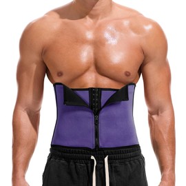GENEMEN Men Waist Trimmer Belt Sweat Exercise Shaper Slimming Faja Waisted Trainer Tummy Control Shapewear (Eggplant, M)
