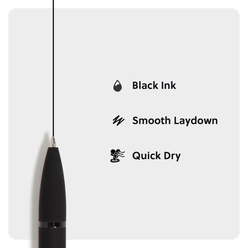 U Brands Midnight Monterey Ballpoint Pens, 4 Count, Black Soft