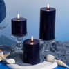 KONNI Navy Blue Pillar Candles Set of 3, 3"x 6"