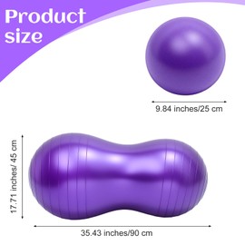 Ckhoid 2PCS Peanut Balls 35.43×17.71 inch Exercise Yoga Pregnancy Ball with Pump, Anti Burst Physical Therapy Equipment for Labor Birthing Core Strength Training, Home Gym Fitness