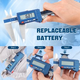 Dasqua Digital Caliper 12", IP54 Stainless Steel Water Resistant Caliper with Large LCD Display and Storage Case, Easy Switch Between Inch/Metric/Fraction, Accuracy 0.001'', Precision Measuring Tool
