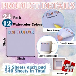 Yinder 24 Pcs Team Sticky Notes Team Appreciation Gifts Bulk Employee Coworker Inspirational Sticky Notes Pad Appreciation Gifts for Teacher Nurse Office Supplies 3 x 3''(Aesthetics,Appreciation)