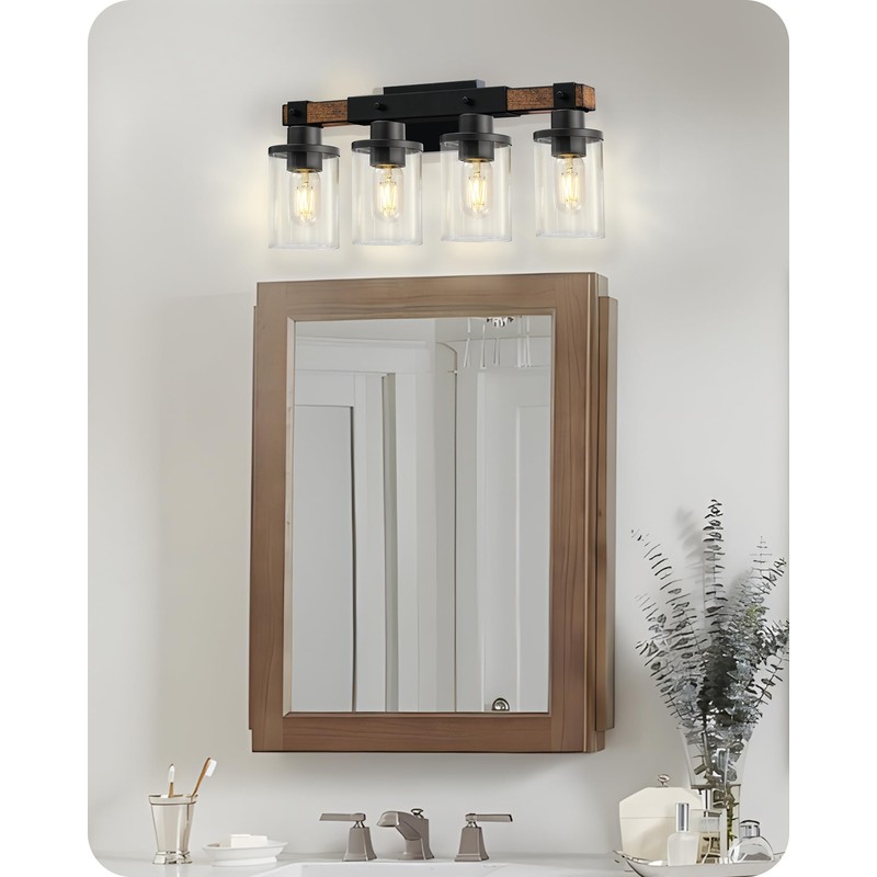GOEBLESON 4-Light Bathroom Light Fixture, Farmhouse Vanity Lights for Bathroom