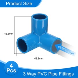uxcell 3 Way PVC Pipe Fittings, 1/2 Inch Furniture Grade Elbow Pipe Connector, 90 Degree PVC Elbow Side Outlet Fittings for Build PVC Furniture DIY Garden Shelves (10 Pack), Blue