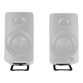 Pair Rockville SR3 Low Profile Speaker Riser Stands for 2" to 4" Desktop Home Speakers or Studio Monitors - De-Coupling Foam Sound Absorption Pad, 16 Tilt for Optimal Sound, Metal, Anti-Slip Feet