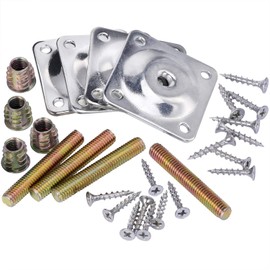 4PCS Leg Mounting Plates with Screws for Sofa Couches Tables Furniture Legs Brackets Hardware Attachment Plates Brackets M8 T-Plates