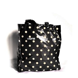 GFM® Polka Dot PVC Re-usable Shopper Lunch or Picnic Bag - Blue - (OC-MG-Polka-GHNL)