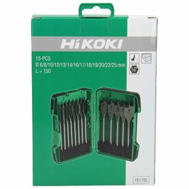 Hitachi – 781795 Flat Wood Drill Set – Connection 1/4 Vastago Hexagonal 6 – 8-10 – 12 – 13 – 14 – 16 – 17 – 18 – 19 – 20 – 22 – 25 mm * 150 mm 13