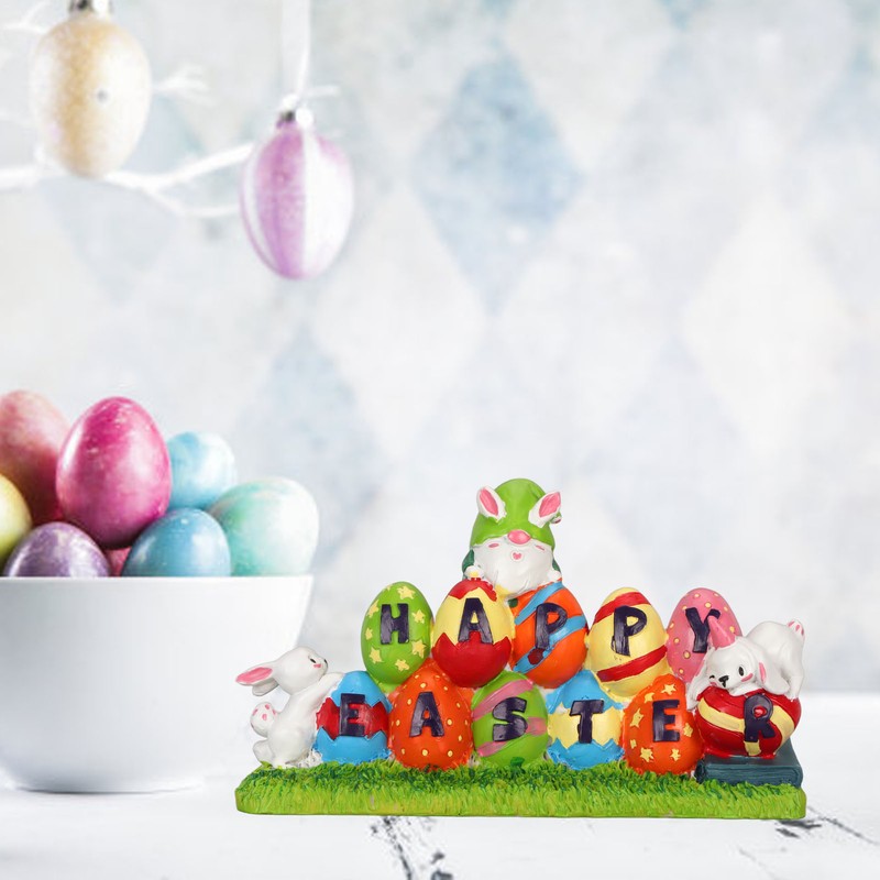 Easter Eggs Bunny Ornament Waterproof Resin Eggs Bunny Centerpiece Adorable