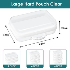 QAVABIN Clear Hard Zipper Pouch, Hard Shell Plastic Organizer Box with Handle, Bliss Zippered Blocks Storage Bins, Hard PVC Cosmetic Travel Bag for Kids Organizing, 8.27x5.12x2.36in, 6Pc