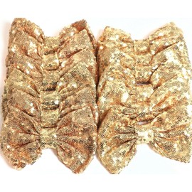 CLGIFT Set of 12 Large 5 inches Gold Sequin Bows,DIY Bows,Wholesale Bows/ NO CLIP(USA)