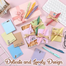 Nezyo 10 Sets Thank You Gifts for Colleagues Employee Appreciation Gifts Included 10 Pcs Animal Sticky Notes 10 Pcs Inspirational Ballpoint Pens with Ribbons for Women Men Staff Teacher Christmas