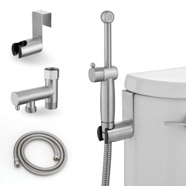 Greenspring Brushed Nickel Handheld Bidet Sprayer Attachment for Toilet Adjustable Pressure Cloth Diaper Sprayer Bidets for Attachment Toilet with Interchangeable Spray Heads, Brass
