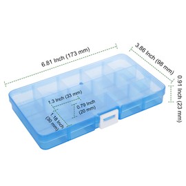 NGOSUET Pack of 12 15 Grid Universal Sorting Boxes, Transparent Sorting Box, Storage Box with Lid, Adjustable Plastic Storage Box for Jewellery Accessories, Small Parts
