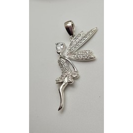 Designer Inspirations Boutique TINKERBELL Fairy Sterling Silver Pendant Necklace With Bling Diamond Cubic Zirconia (CZ) Stones on Sterling Silver Chain for Girls/Teenage/Women