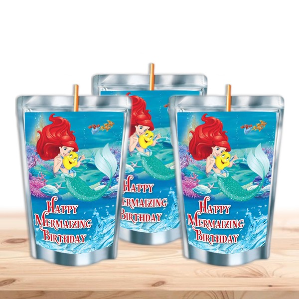 Mermaids Waterproof Juice Pouch Labels - 12-Pack - Fits Most