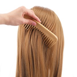 YUXIANLB 2PCS Bamboo Comb Anti-Static Wide Tooth Combs Natural Bamboo Comb Set Large Hair Detangling Combs Small Wooden Curls Big Tooth Wood Hairs Brushes for Straight Natural Curly Wavy Dry Wet Hair