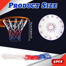 BOHUIZ 4 Pcs Small Basketball Net Replacement for 8 Loops Mini Basketball Hoop, Rainproof Sunscreen for All-Weather 8"-10.25" Rims Basket Ball Hoop Nets for Indoor and Outdoor Replacement Net