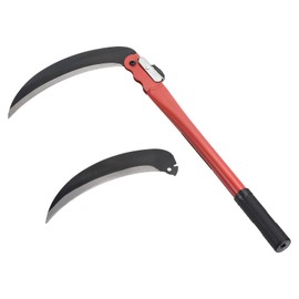 PATIKIL 17 Inch Folding Harvest Sickle, Carbon Steel Blade Weed Remover Scythe Grafting Knife Brush Cutter with 1Pcs Spare Blade for Farming
