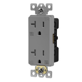 ENERLITES Decorator Receptacle, Tamper-Weather-Resistant, Residential/Commercial Grade Outdoor Outlet, Self-Grounding, 2-Pole, 3-Wire, 5-20R, 20A 125V, UL Listed, 62060-TWR-GY, Gray