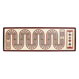 House of Cribbage - Artfornia Series - Wooden Cribbage Board Zig Zag Shape Continuous 3 Tracks with pegs Storage Drawer