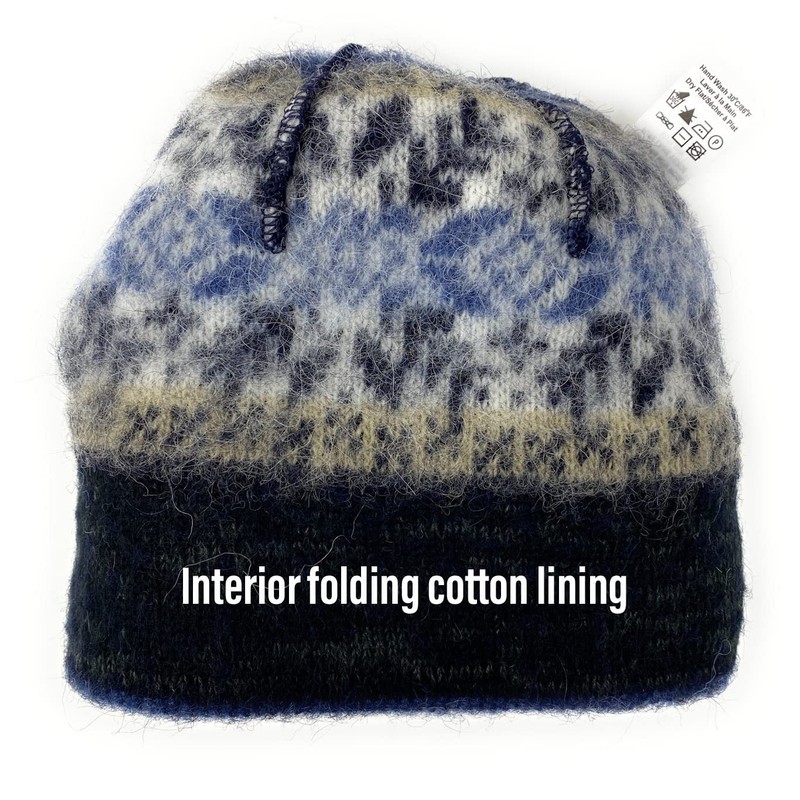 Winter Icelandic Wool Beanie Cap for Women 2 Ply Knitted