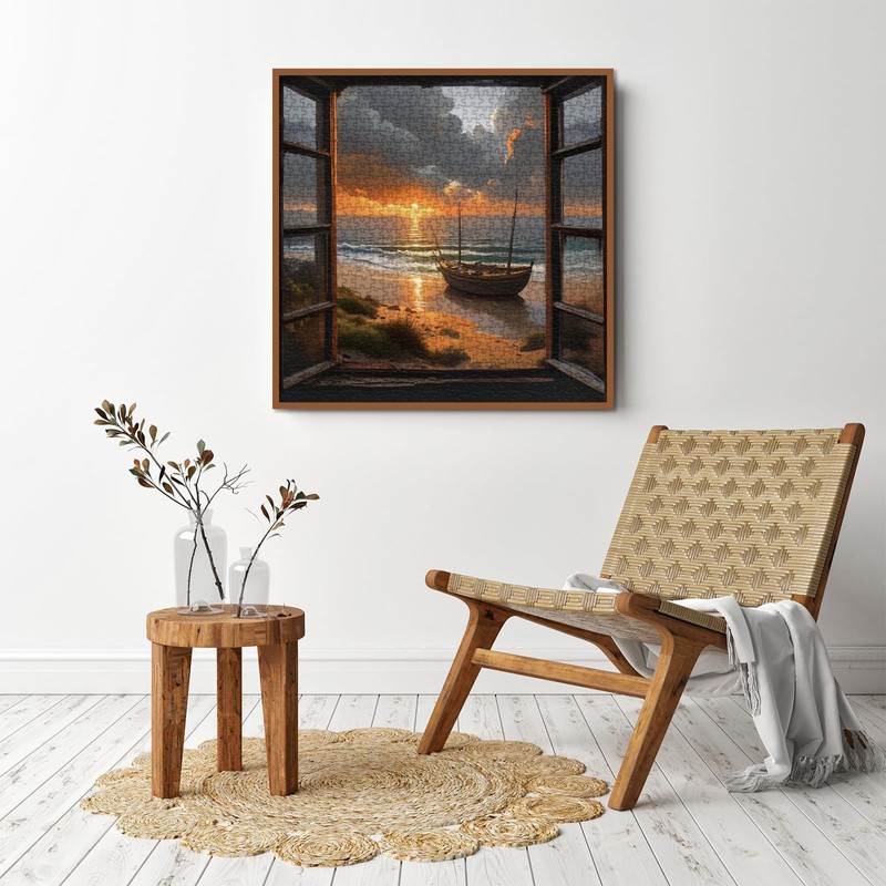 Beach Sunset Puzzles for Adults 1000 Pieces, 3D Window Art