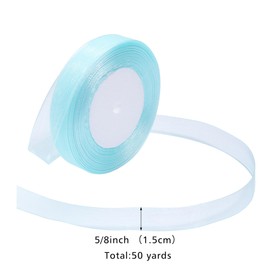 Loomesh Light Blue Ribbon for Gift Wrapping 5/8 inch Sheer Organza Ribbon for Flower Bouquet Tulle Chiffon Ribbons for Wedding Invitations Christmas Decorations Crafts 50 Yards