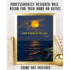 "I Left a Light On For You-God"- 8 x 10" Spiritual Wall Decor. Modern Typographic Print-Ready to Frame. Home-Office-School-Church Décor. Great Christian Gift. Inspiring Reminder HE is Always There.