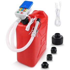 SKYJDM Fuel Transfer Pump 3.2 GPM, USB Type-C & AA Battery Powered, 51" Hose Portable Liquid Pump with Auto-Stop Sensor and 4 Tank Adapters, Fast & Safe for Gasoline & Diesel Oil （Blue）