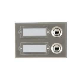 HUBER Surface-Mounted Bell Push Button 2 Compartments Made of Metal - Doorbell Push with Name Plate - Front Door Blade Surface-Mounted I Button Made of Chrome-Plated Brass - Bell Front Door 2