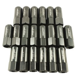 JDMSPEED New Black 20PCS 14X1.5MM 60MM Extended Forged Aluminum Tuner Racing Lug Nut