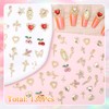 130 Pcs Gold Butterfly Star Nail Charms and Gems, Cross