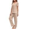 FKEEP Stripe Pajamas Set Women Two-Piece Nightwear Short Sleeve Sleepwear