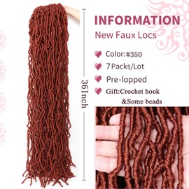 Crochet Faux Locs Crochet Hair Extensions for Black Women Butterfly Locs Crochet Hair Soft Locs Crochet Braids Hair Extensions Goddess Locs Crochet Hair (36Inch(Pack of 7), #350)