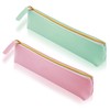 cobee Leather Pencil Case, 2 Piece Pencil Case, green/pink, leather