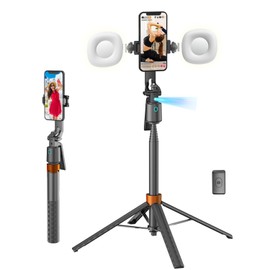70" Auto Face Tracking Phone Tripod 360 Rotation,No App Required，Phone Tripod for w/Fill Light and Remote Control, Smart Shooting Stand for Vlog/TIK Tok Live Streaming YouTube Video Record