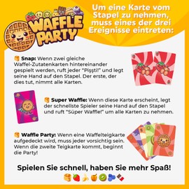 Playever Wherever Waffle Party - Funny Reaction Game for Children & Adults | Action Packed Card Game from 4 Years | Family Game for 2-4 Players | Fast Board Game