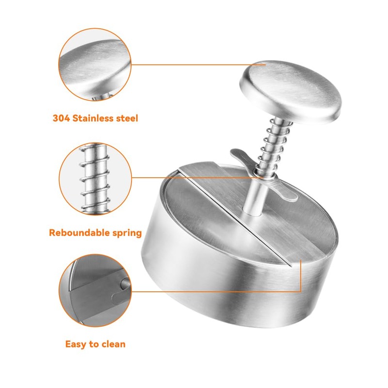 Brigii 304 Stainless Steel Burger Press - 4.5" Hamburger Patty