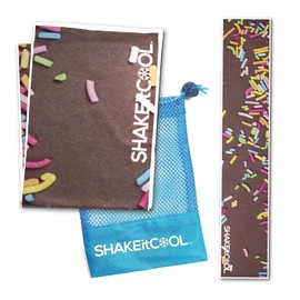 SHAKEitCOOL Original Cooling Towel – Be Cool in Style - Heat Relief, Soft, Lightweight, Sun Protection, Easy Clean - Perfect for Biking, Running, Yoga, Gym, Gardening - Donut Sprinkle