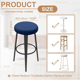 sourcing map 2 Pcs Velvet Bar Stool Covers, 10-14 Inch Round Bar Stool Cushions with Elastic Band Stretch Chair Seat Cover Washable Slipcovers for Round Stool Chair, Navy Blue