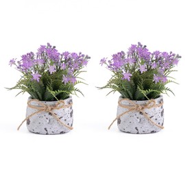 Fuxdre Fake Plants Small with 2 Pack, The Sunflower for Bathroom Shelf Decor, Decorative Plants for Home Living Room Office Bedroom Table Tray Shelve Farmhouse Decor Indoor(Purple Floral)